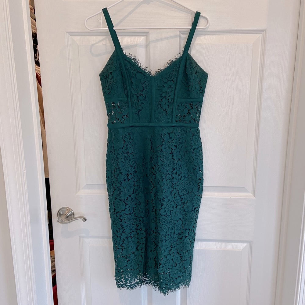 Express teal lace midi dress